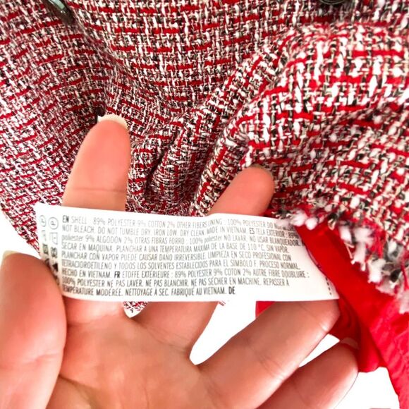 Forever 21 Red Tweed Sleeveless Jumper Mini Suit Dress Size Medium - Picture 6 of 9